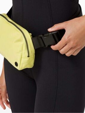 lululemon Neon Lime Zippered Belt Bag with Black Strap